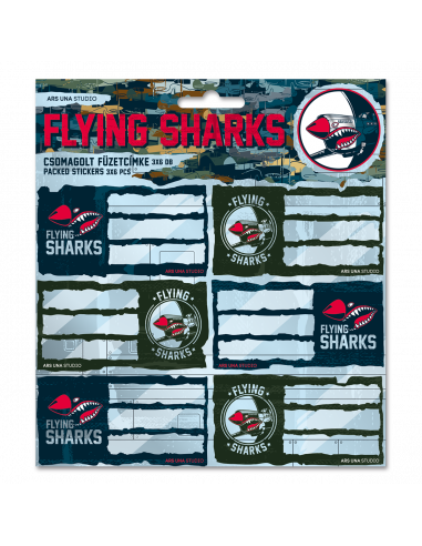 Jmenovky na sešity Flying Sharks 18ks