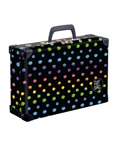 Kufřík lamino hranatý okovaný Dots colors
