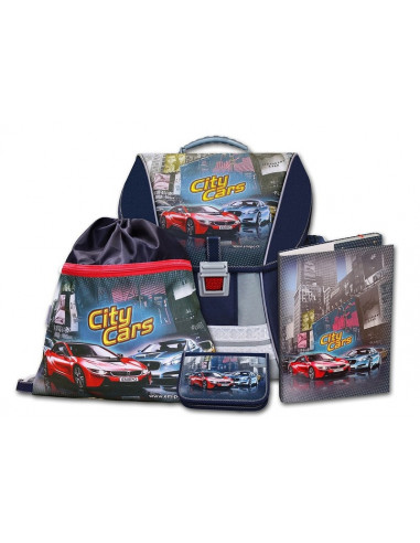 Školní batohový set City Cars 4-dílný