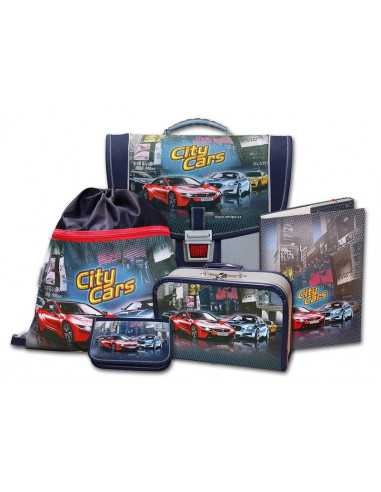 Školní aktovkový set City Cars 5-díný